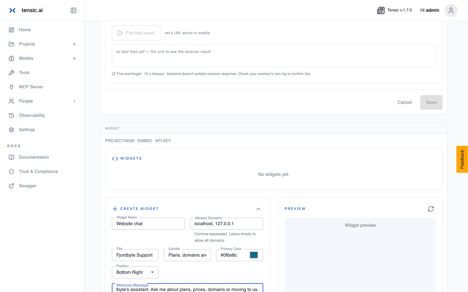 Create widget form
